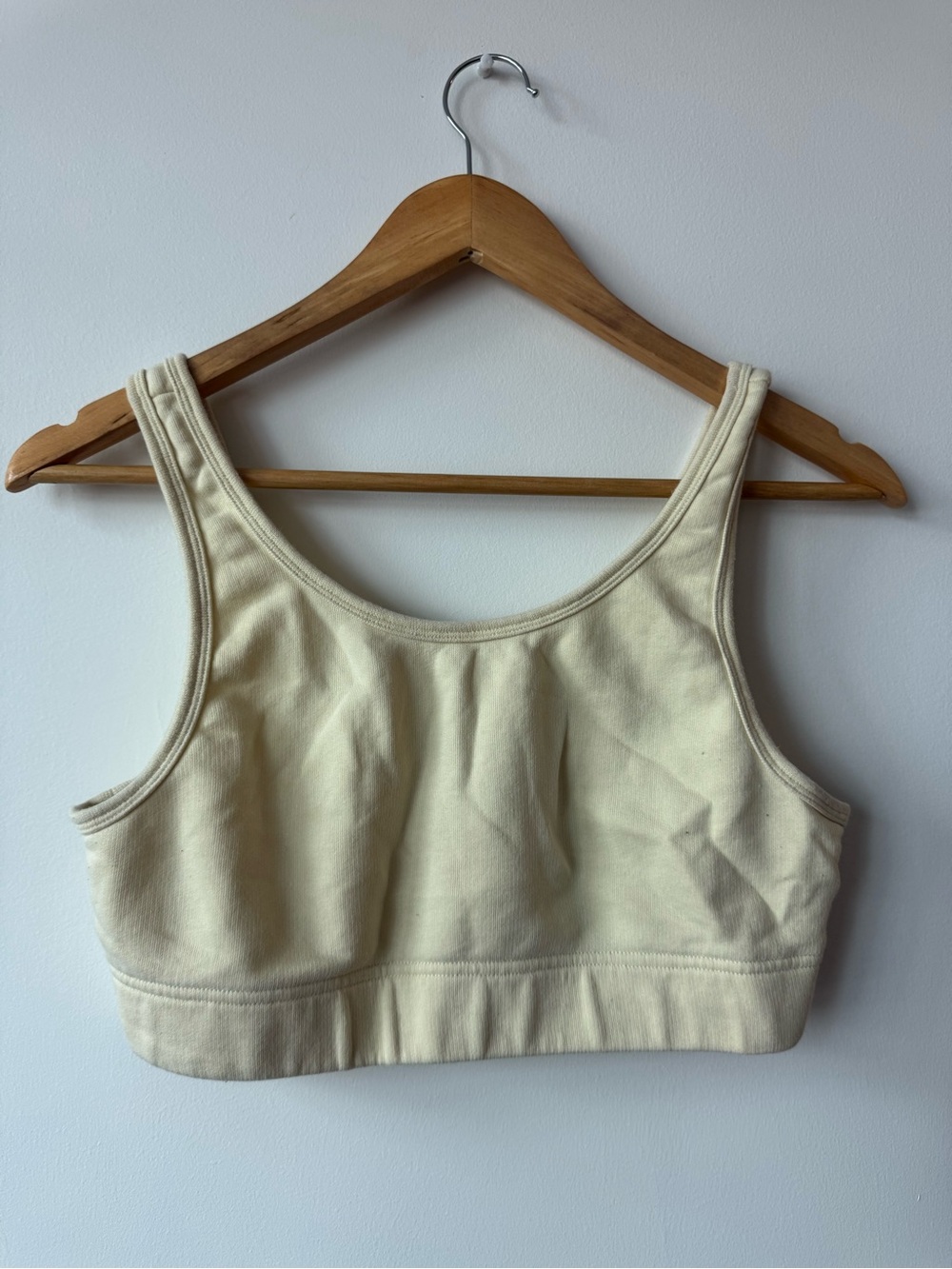 Aritzia Tna Airy AF Fleece Bralette Crop Top Butter Yellow Cream Large L